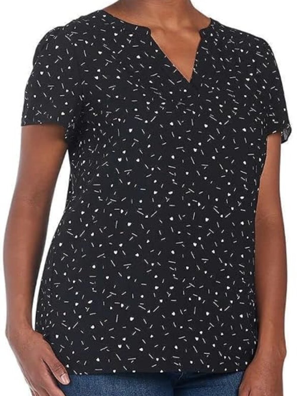 Hilary Radley Ladies' Black & White Printed Blouse
